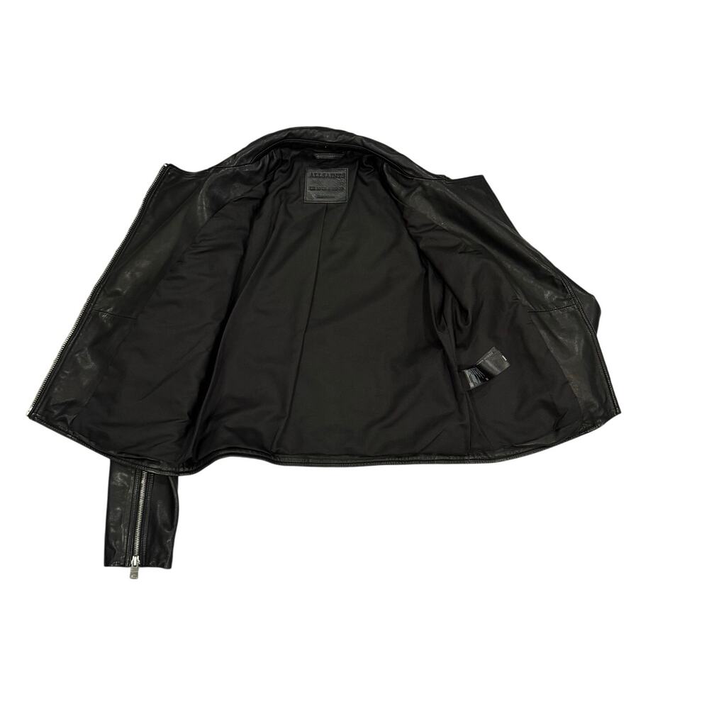 AllSaints Vela Biker Jacket Black Lamb Leather Women's 6 - Picture 3 of 11